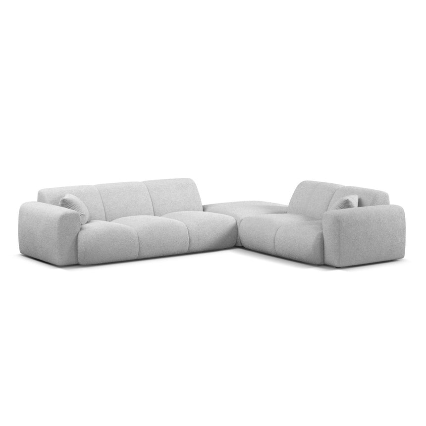 Molino 6-Sitzer Ecksofa, Linke Seite, aus Boucle in Hellgrau (Baloo 2085), 315x250 cm von Micadoni – Bild 1