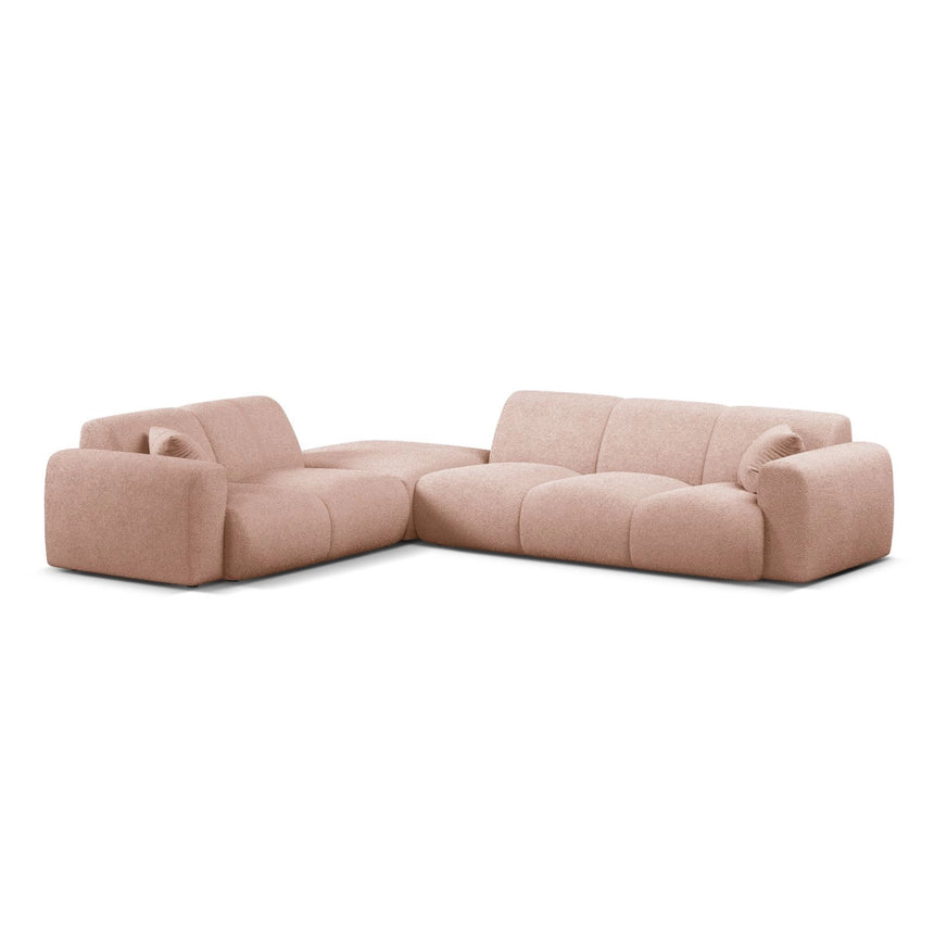 Molino 6-Sitzer Ecksofa, Linke Seite, aus Boucle in Puderrosa (Baloo 2072), 315x250 cm von Micadoni – Bild 1
