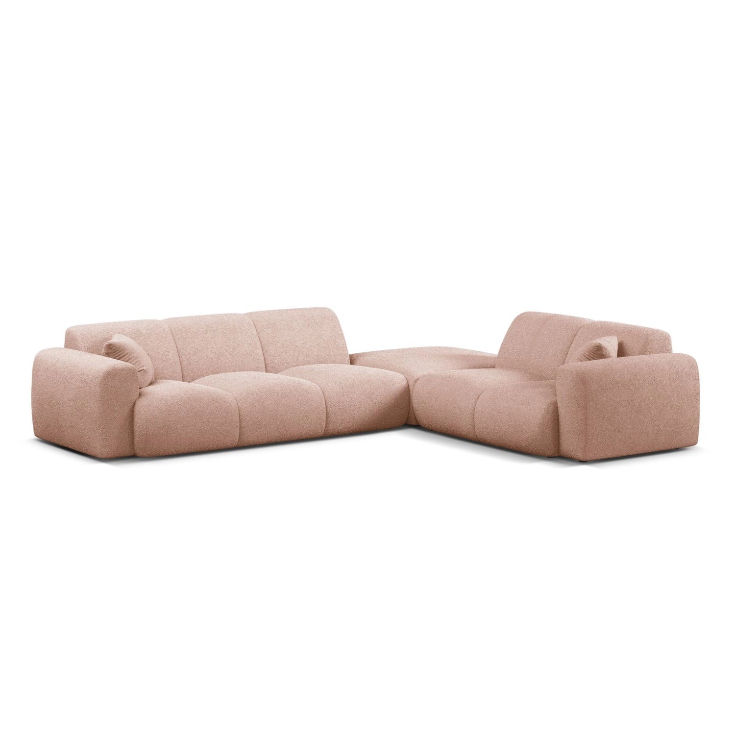 Molino 6-Sitzer Ecksofa, Linke Seite, aus Boucle in Puderrosa (Baloo 2072), 315x250 cm von Micadoni – Bild 1