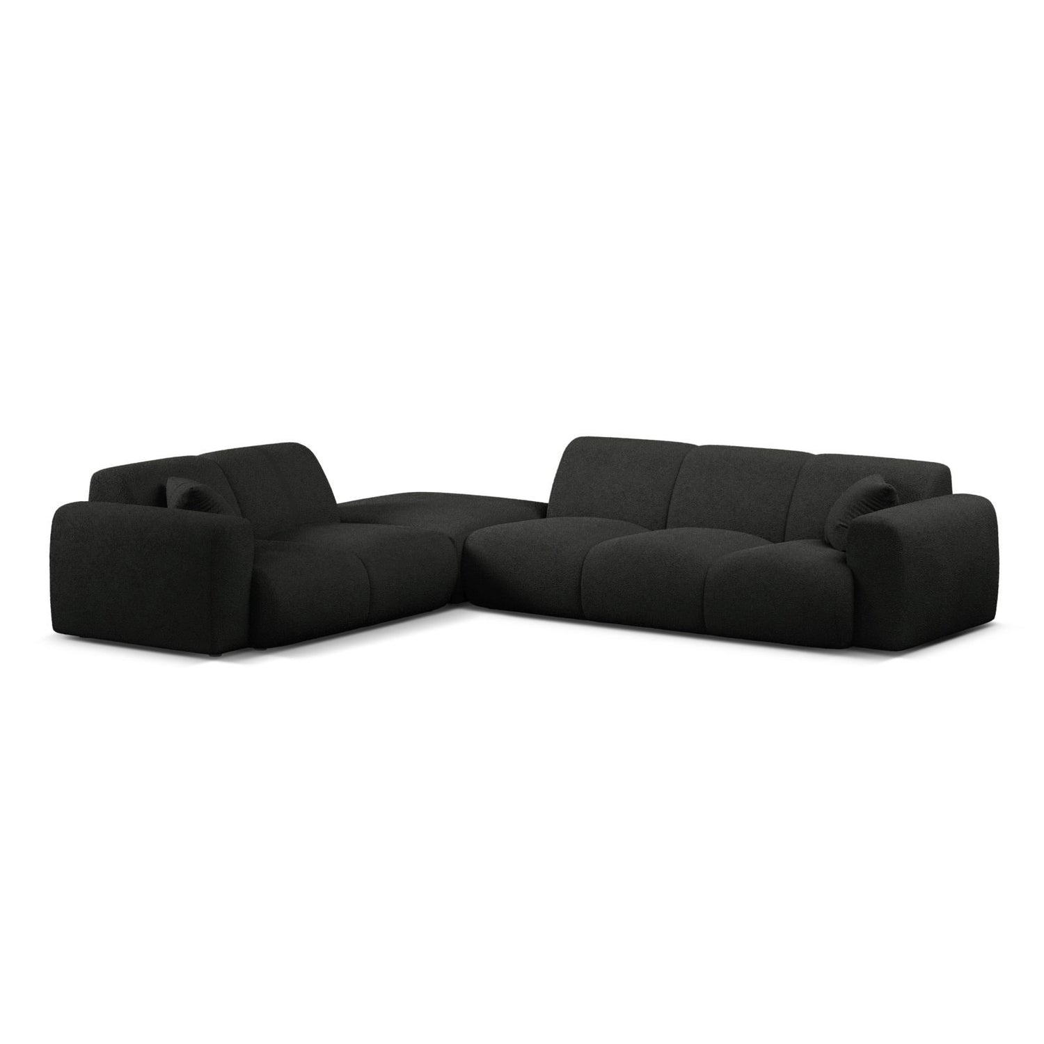 Molino 6-Sitzer Ecksofa, Linke Seite, aus Boucle in Schwarz (Baloo 2082), 315x250 cm von Micadoni – Bild 1