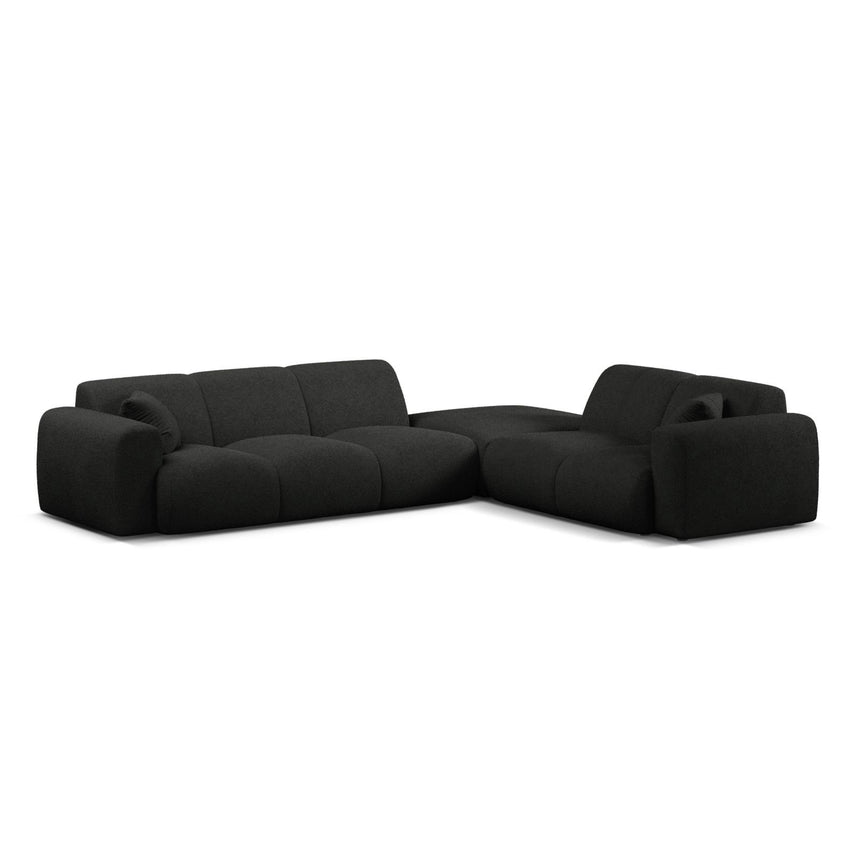 Molino 6-Sitzer Ecksofa, Linke Seite, aus Boucle in Schwarz (Baloo 2082), 315x250 cm von Micadoni – Bild 1