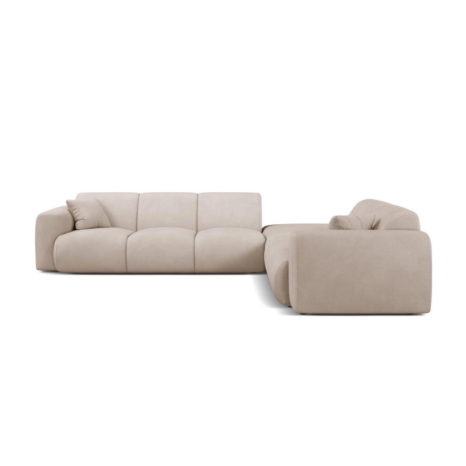 Molino 6-Sitzer Ecksofa, Linke Seite, aus Chenille in Beige (Rebel 25), 315x250 cm von Micadoni – Bild 4