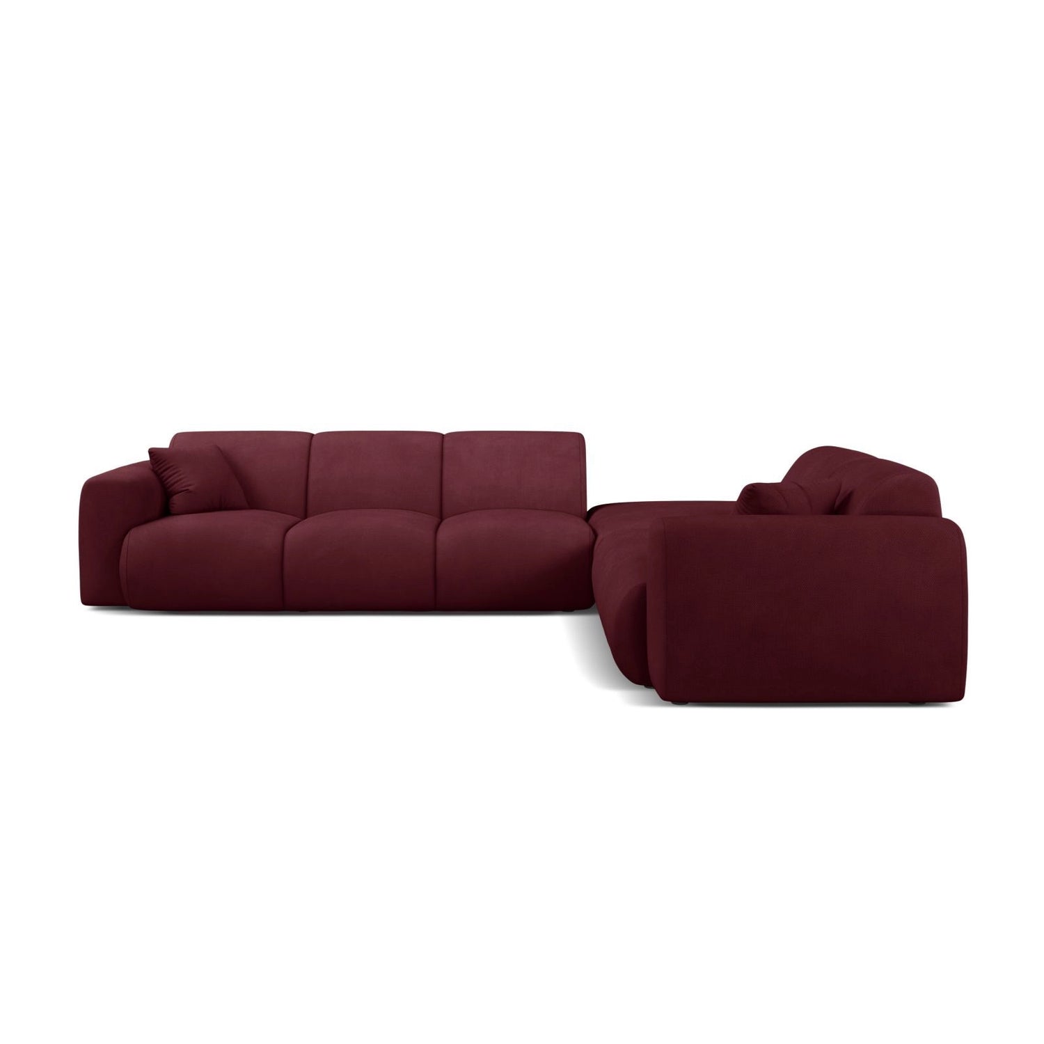 Molino 6-Sitzer Ecksofa, Linke Seite, aus Chenille in Bordeaux (Rebel 10), 315x250 cm von Micadoni – Bild 3