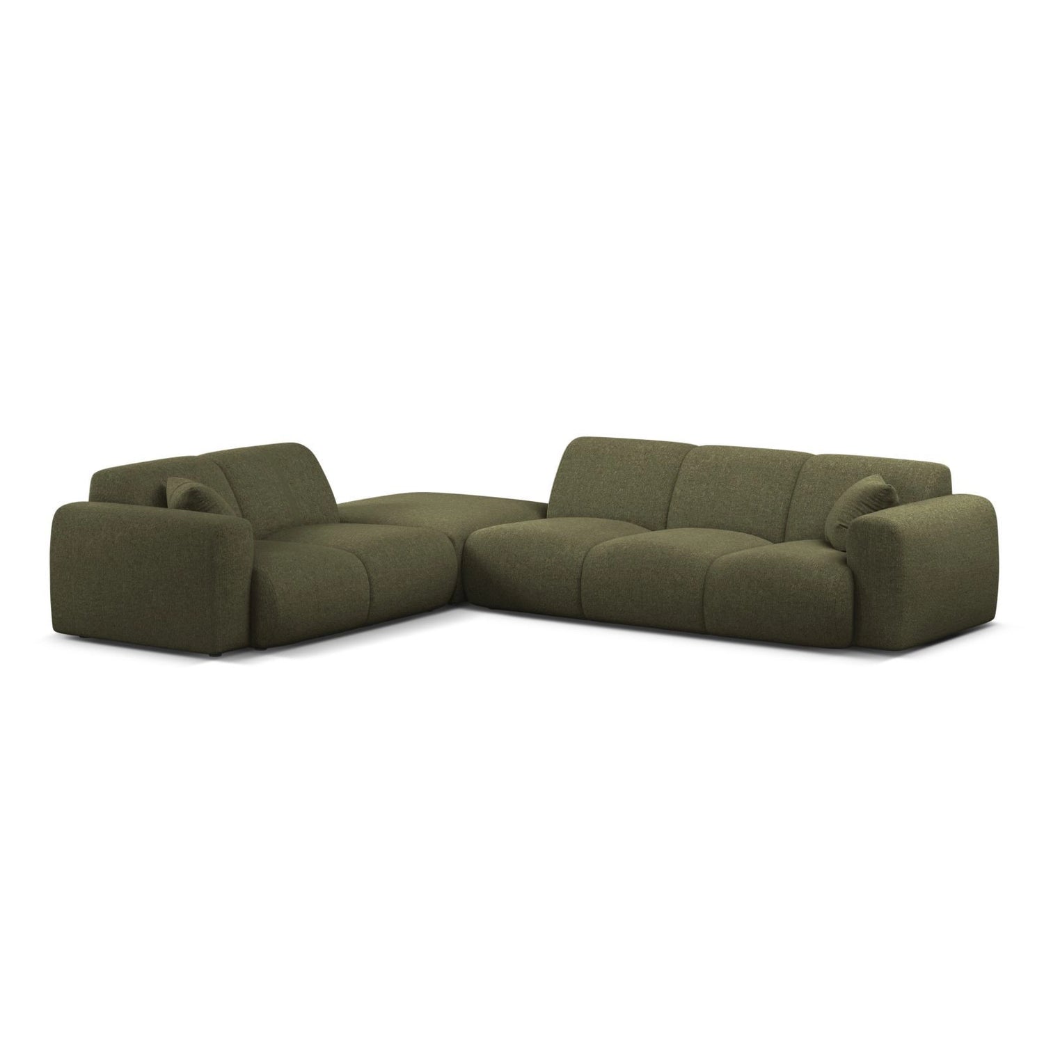 Molino 6-Sitzer Ecksofa, Linke Seite, aus Chenille in Grün (Eden 12 Olive), 315x250 cm von Micadoni – Bild 1