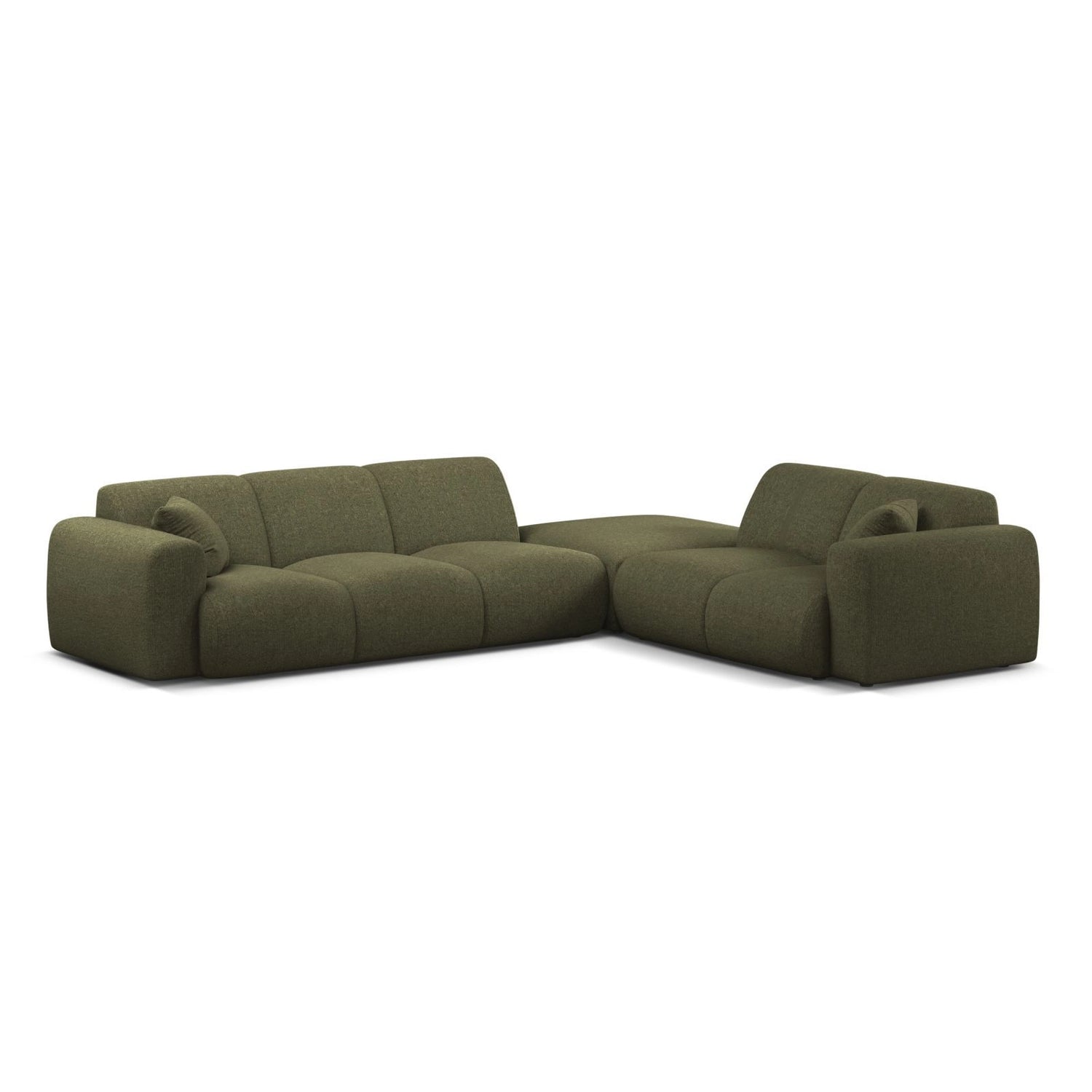 Molino 6-Sitzer Ecksofa, Linke Seite, aus Chenille in Grün (Eden 12 Olive), 315x250 cm von Micadoni – Bild 1