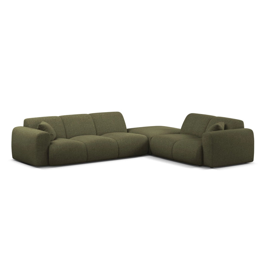 Molino 6-Sitzer Ecksofa, Linke Seite, aus Chenille in Grün (Eden 12 Olive), 315x250 cm von Micadoni – Bild 1