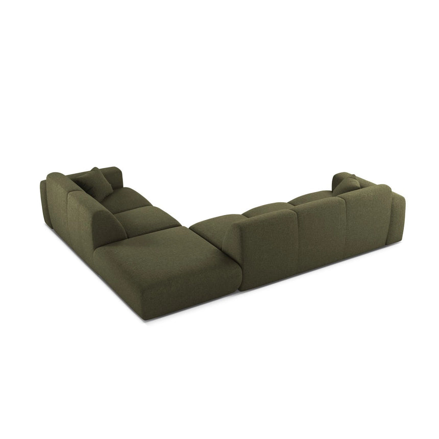 Molino 6-Sitzer Ecksofa, Linke Seite, aus Chenille in Grün (Eden 12 Olive), 315x250 cm von Micadoni – Bild 4