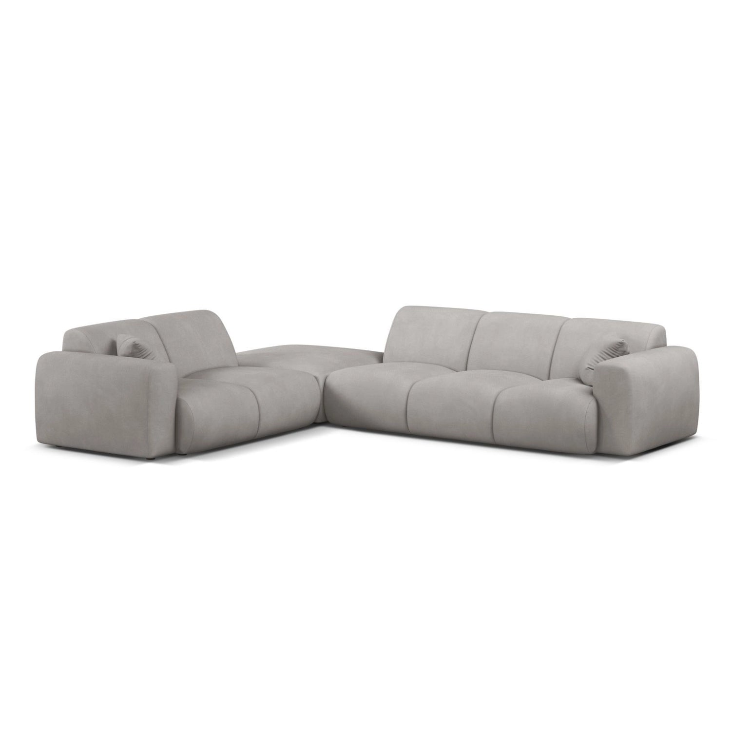 Molino 6-Sitzer Ecksofa, Linke Seite, aus Chenille in Hellgrau (Rebel 5), 315x250 cm von Micadoni – Bild 1