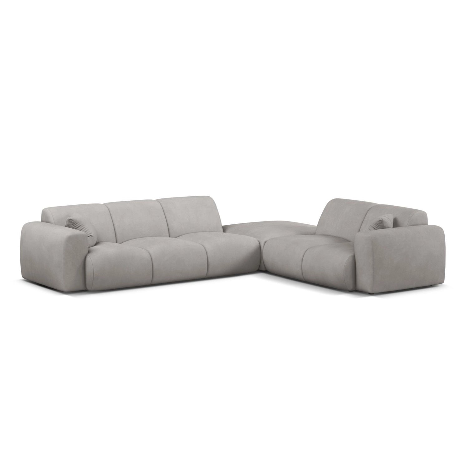 Molino 6-Sitzer Ecksofa, Linke Seite, aus Chenille in Hellgrau (Rebel 5), 315x250 cm von Micadoni – Bild 1