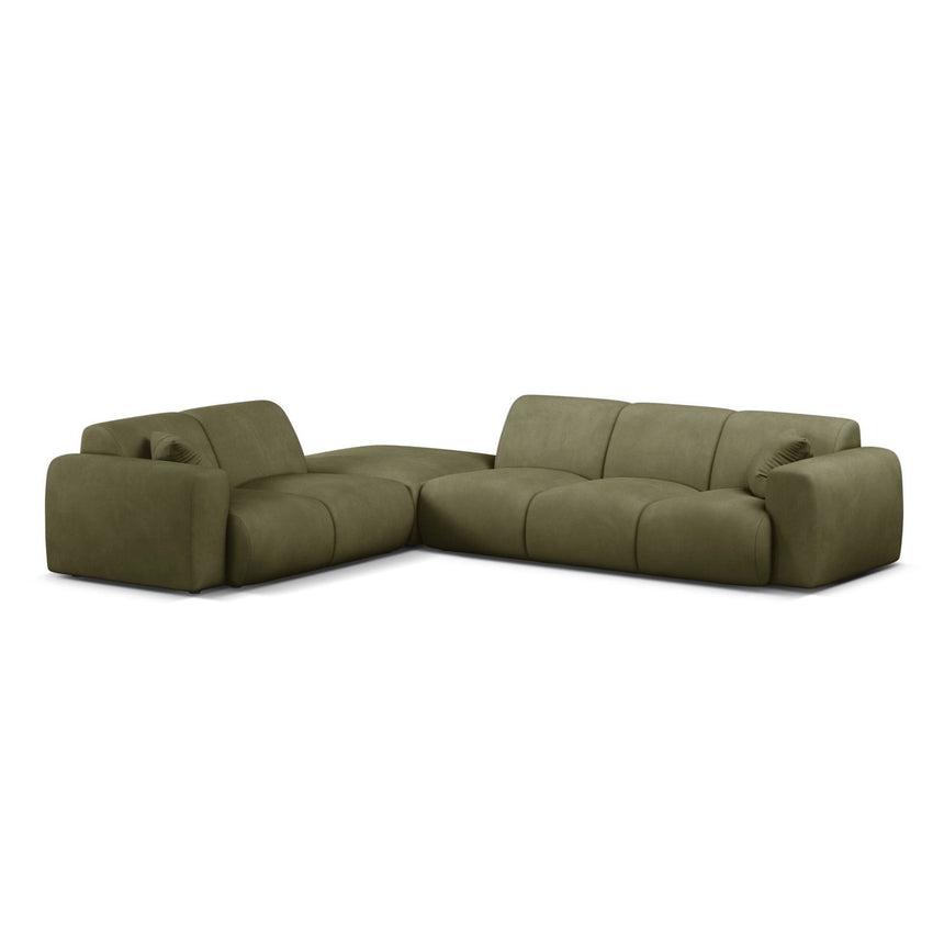 Molino 6-Sitzer Ecksofa, Linke Seite, aus Chenille in Hellgrün (Rebel 18), 315x250 cm von Micadoni – Bild 1