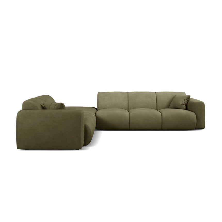 Molino 6-Sitzer Ecksofa, Linke Seite, aus Chenille in Hellgrün (Rebel 18), 315x250 cm von Micadoni – Bild 3