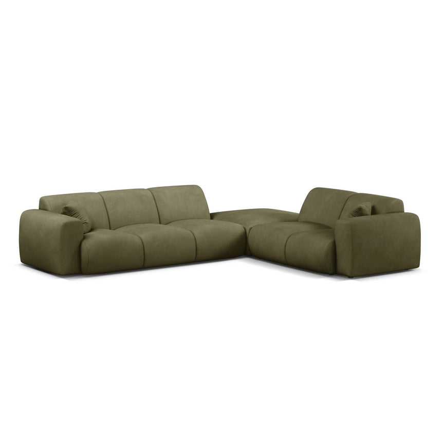 Molino 6-Sitzer Ecksofa, Linke Seite, aus Chenille in Hellgrün (Rebel 18), 315x250 cm von Micadoni – Bild 1