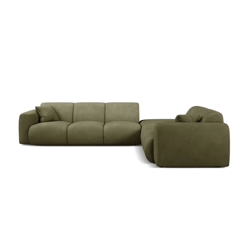 Molino 6-Sitzer Ecksofa, Linke Seite, aus Chenille in Hellgrün (Rebel 18), 315x250 cm von Micadoni – Bild 3