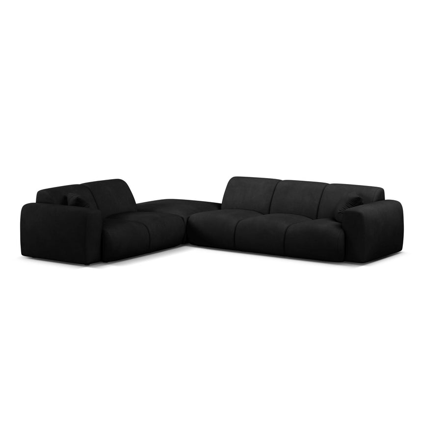 Molino 6-Sitzer Ecksofa, Linke Seite, aus Chenille in Schwarz (Rebel 1), 315x250 cm von Micadoni – Bild 1