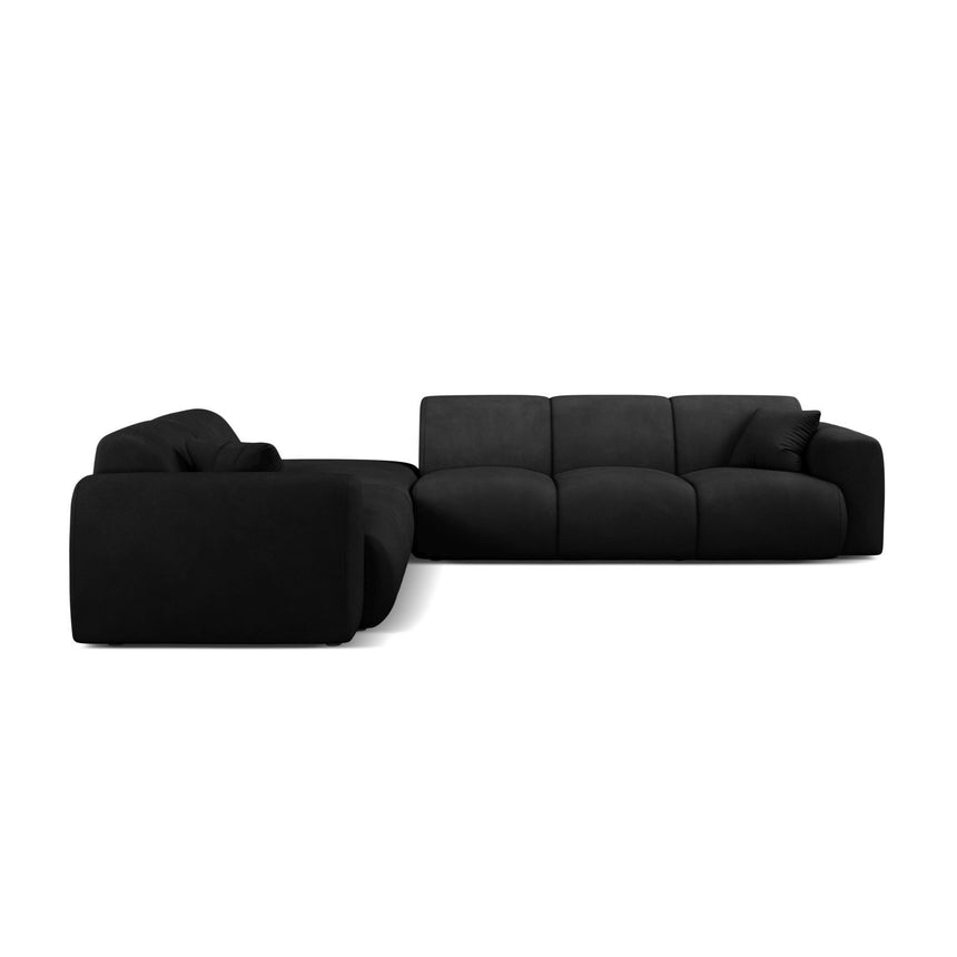 Molino 6-Sitzer Ecksofa, Linke Seite, aus Chenille in Schwarz (Rebel 1), 315x250 cm von Micadoni – Bild 4