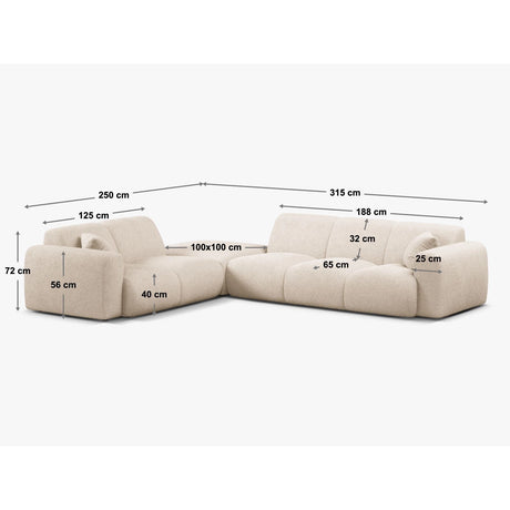 Molino 6-Sitzer Ecksofa, Linke Seite, aus Samt, Boucle oder Chenille, 315x250 cm von Micadoni – Bild 2