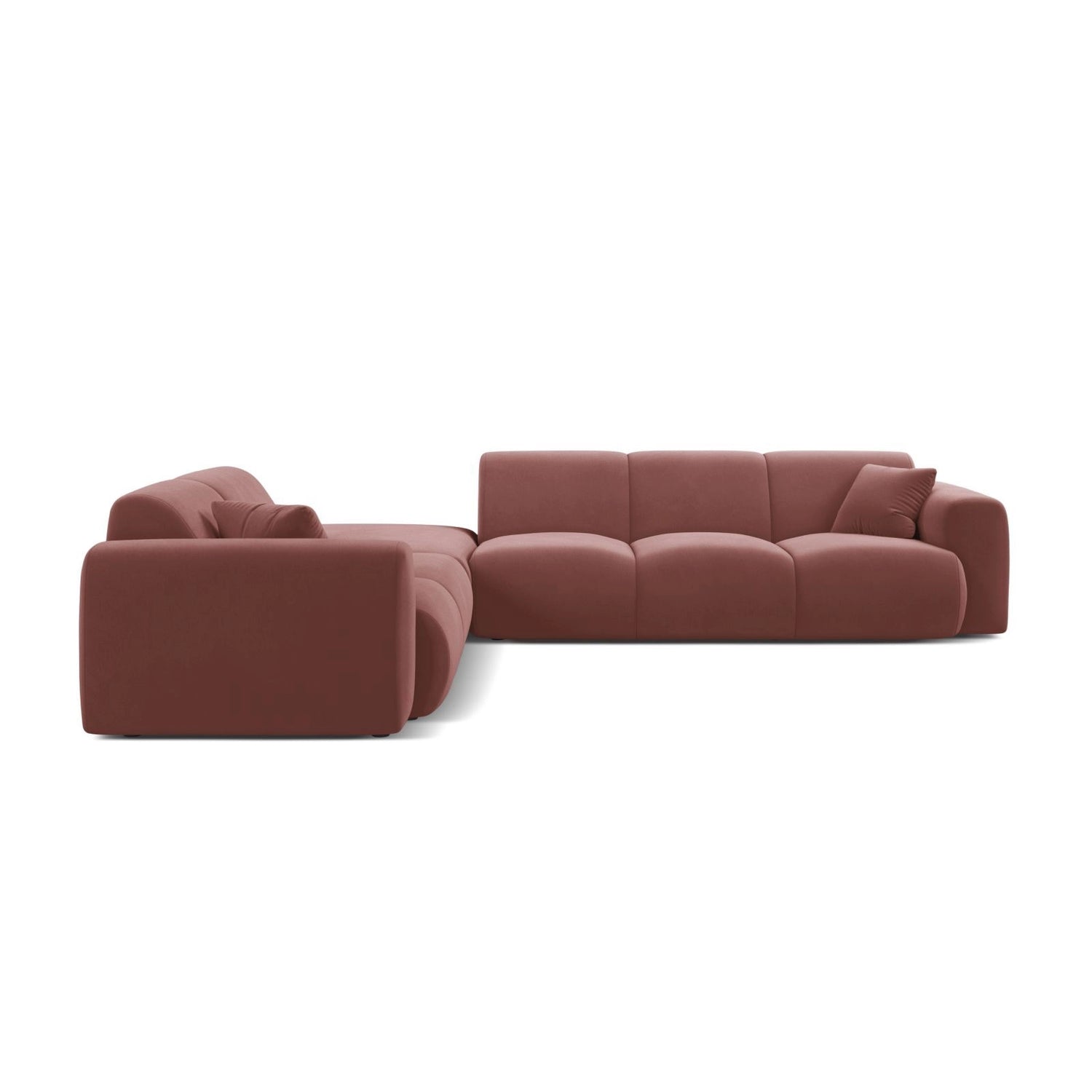 Molino 6-Sitzer Ecksofa, Linke Seite, aus Samt in Flamingo (Casino Salmon), 315x250 cm von Micadoni – Bild 3