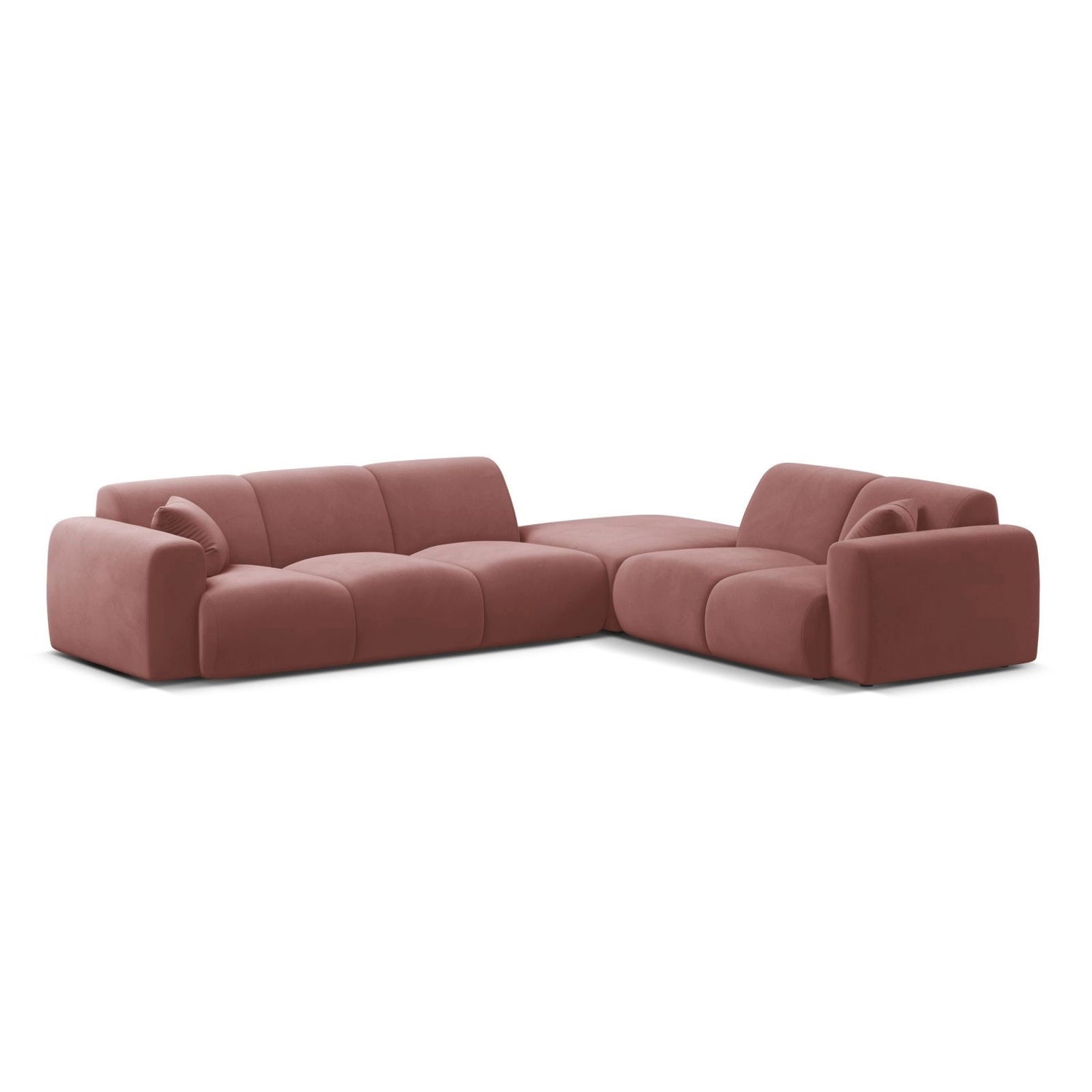 Molino 6-Sitzer Ecksofa, Linke Seite, aus Samt in Flamingo (Casino Salmon), 315x250 cm von Micadoni – Bild 1