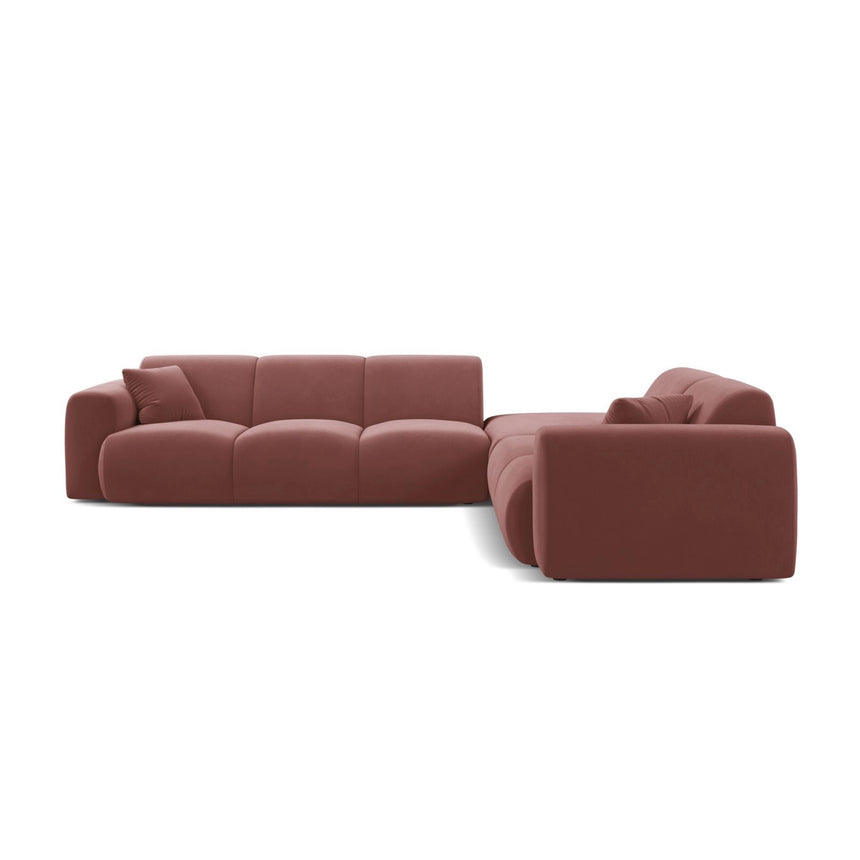Molino 6-Sitzer Ecksofa, Linke Seite, aus Samt in Flamingo (Casino Salmon), 315x250 cm von Micadoni – Bild 3
