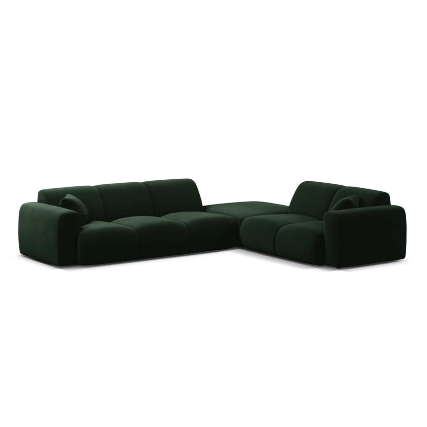 Molino 6-Sitzer Ecksofa, Linke Seite, aus Samt in Flaschengrün (Casino Deep Green), 315x250 cm von Micadoni – Bild 1