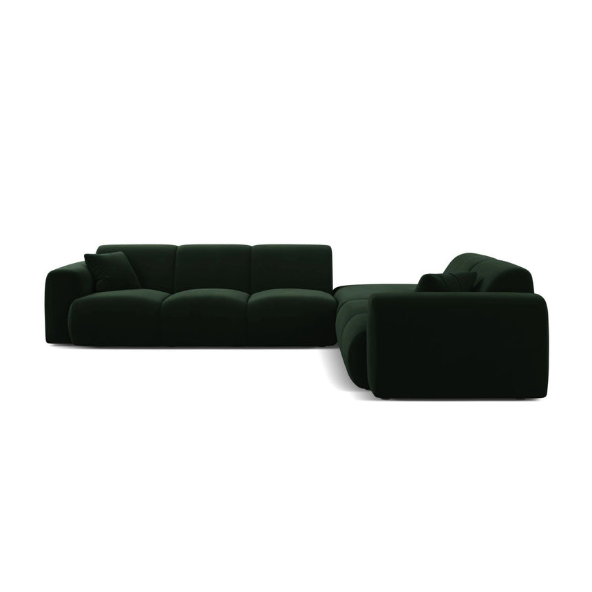 Molino 6-Sitzer Ecksofa, Linke Seite, aus Samt in Flaschengrün (Casino Deep Green), 315x250 cm von Micadoni – Bild 3