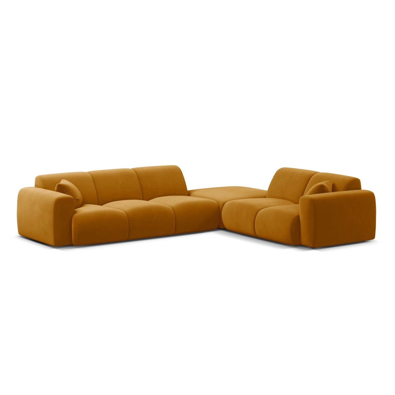 Molino 6-Sitzer Ecksofa, Linke Seite, aus Samt in Gelb (Casino Mostaza), 315x250 cm von Micadoni – Bild 1