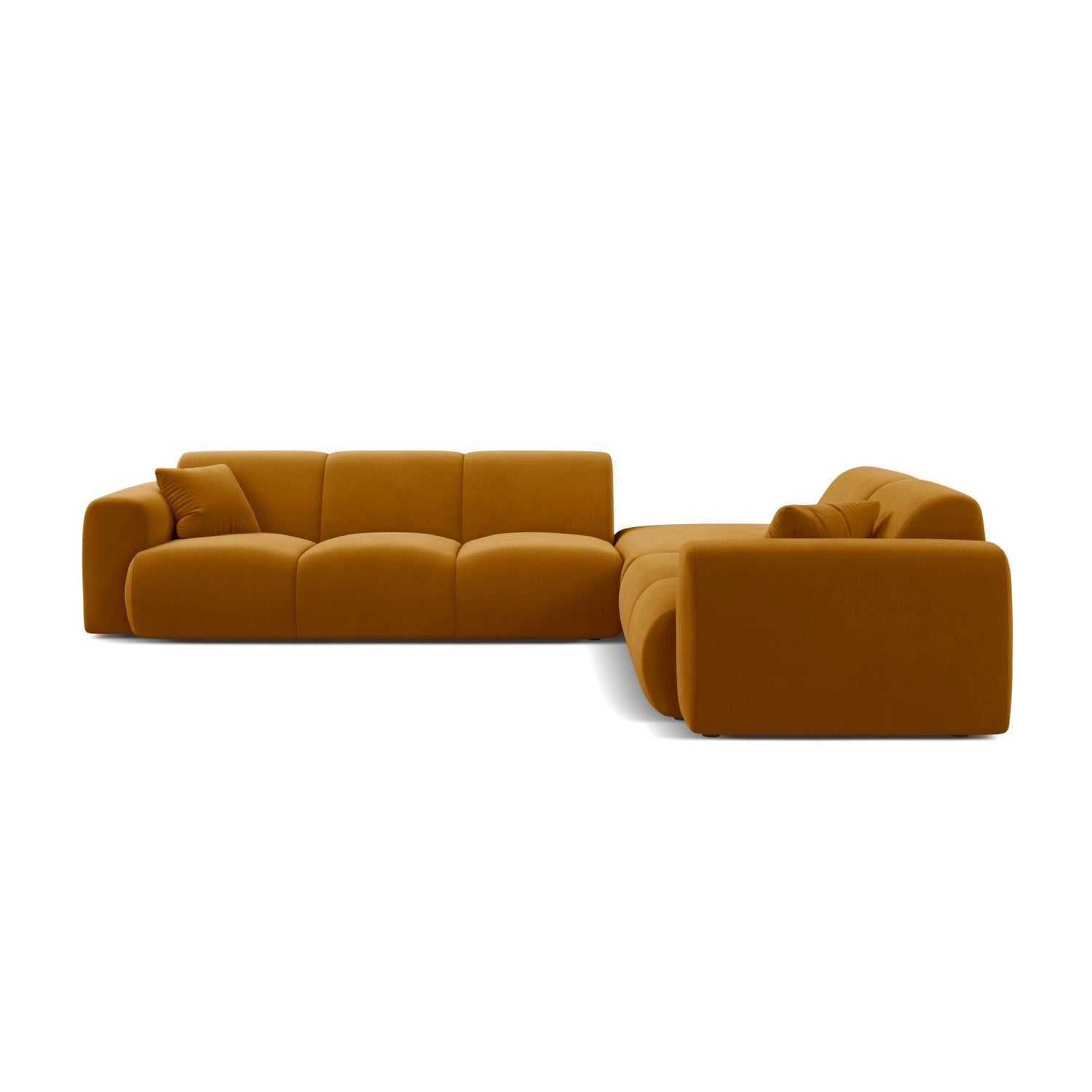 Molino 6-Sitzer Ecksofa, Linke Seite, aus Samt in Gelb (Casino Mostaza), 315x250 cm von Micadoni – Bild 3