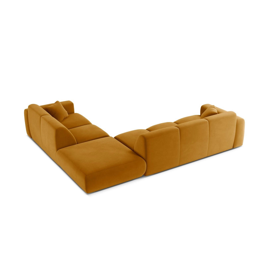 Molino 6-Sitzer Ecksofa, Linke Seite, aus Samt in Gelb (Casino Mostaza), 315x250 cm von Micadoni – Bild 4
