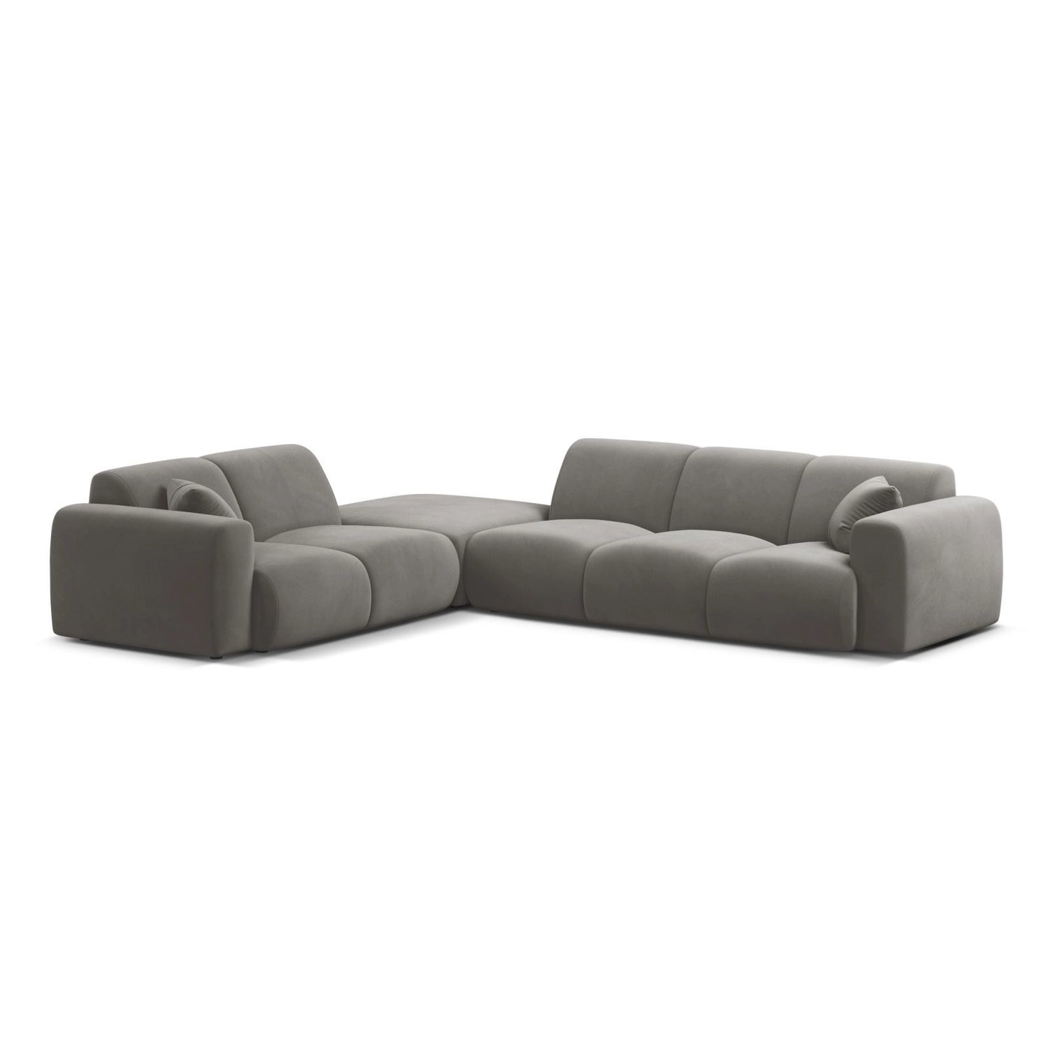 Molino 6-Sitzer Ecksofa, Linke Seite, aus Samt in Grau (Casino Stone), 315x250 cm von Micadoni – Bild 1