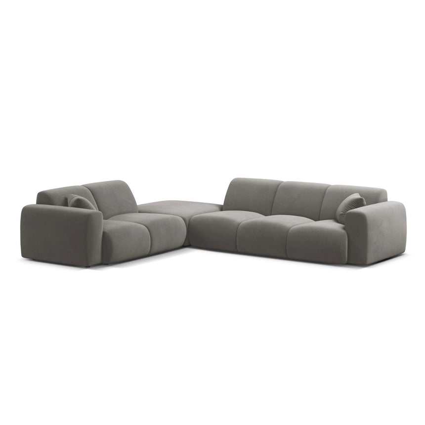 Molino 6-Sitzer Ecksofa, Linke Seite, aus Samt in Grau (Casino Stone), 315x250 cm von Micadoni – Bild 1
