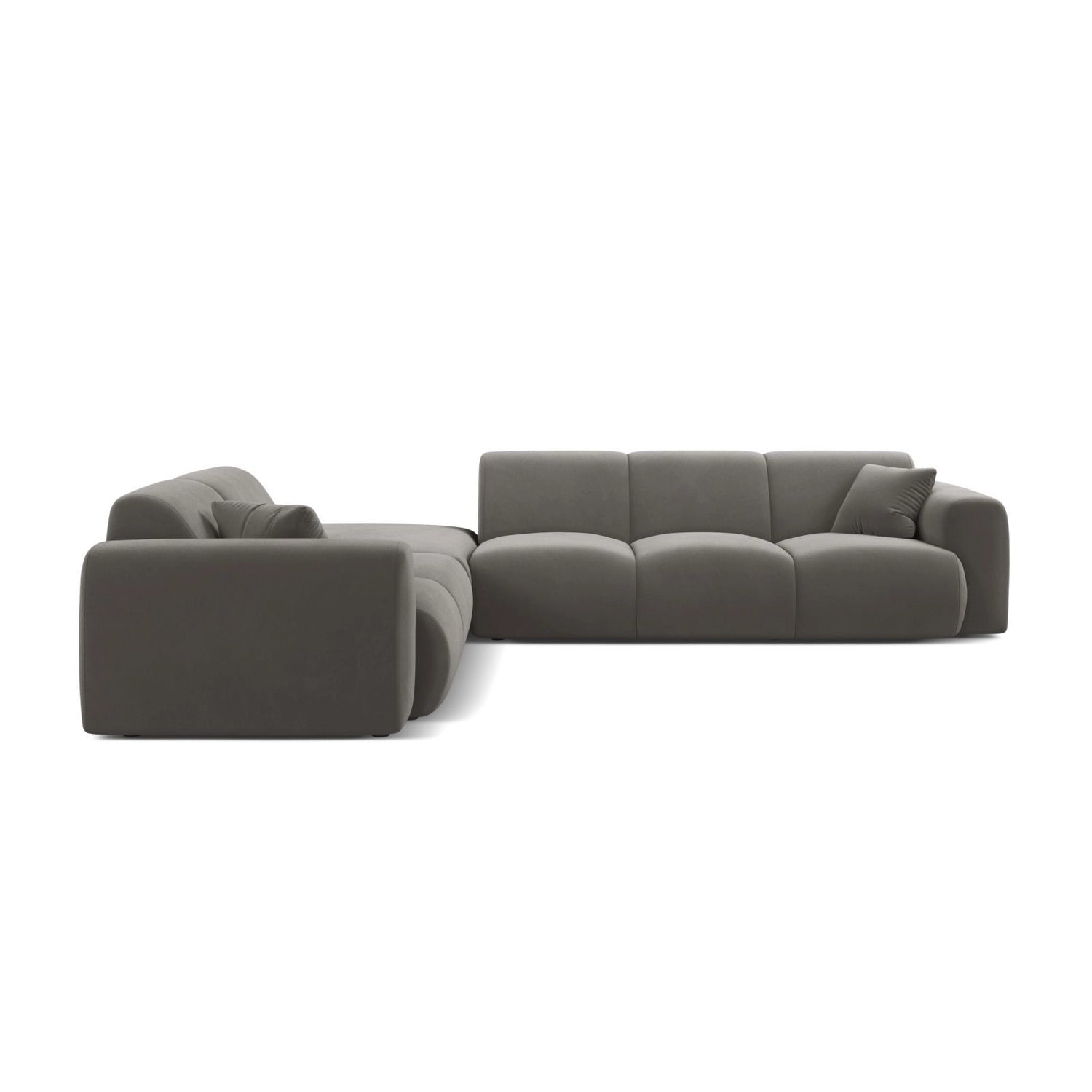 Molino 6-Sitzer Ecksofa, Linke Seite, aus Samt in Grau (Casino Stone), 315x250 cm von Micadoni – Bild 3
