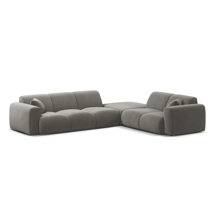 Molino 6-Sitzer Ecksofa, Linke Seite, aus Samt in Grau (Casino Stone), 315x250 cm von Micadoni – Bild 1