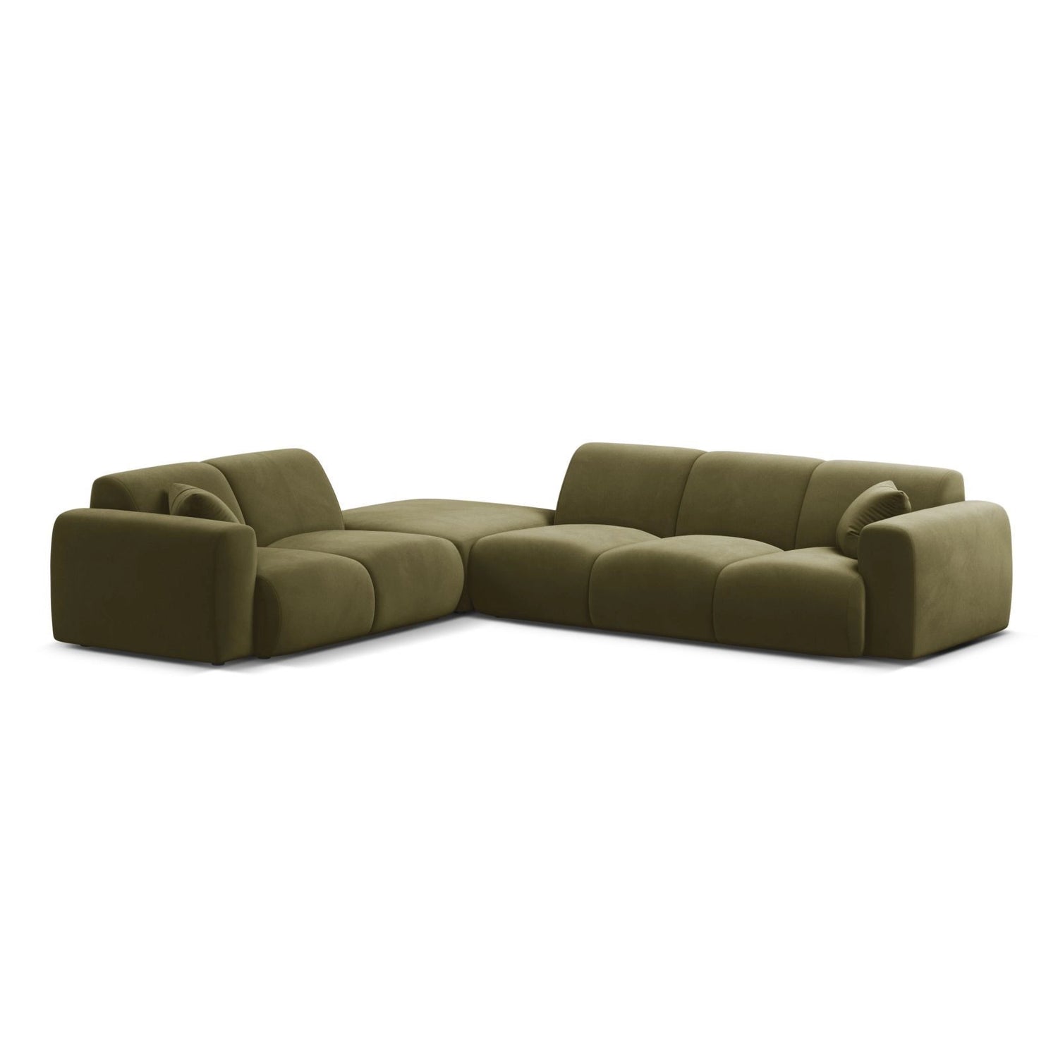 Molino 6-Sitzer Ecksofa, Linke Seite, aus Samt in Hellgrün (Casino Forest), 315x250 cm von Micadoni – Bild 1