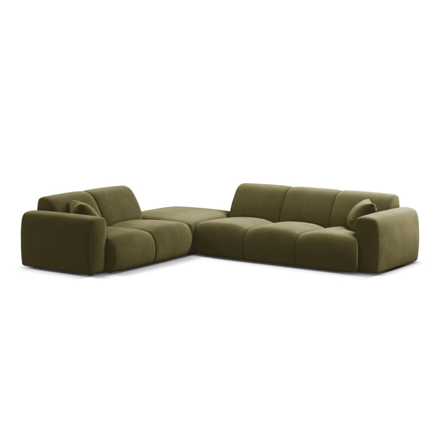 Molino 6-Sitzer Ecksofa, Linke Seite, aus Samt in Hellgrün (Casino Forest), 315x250 cm von Micadoni – Bild 1