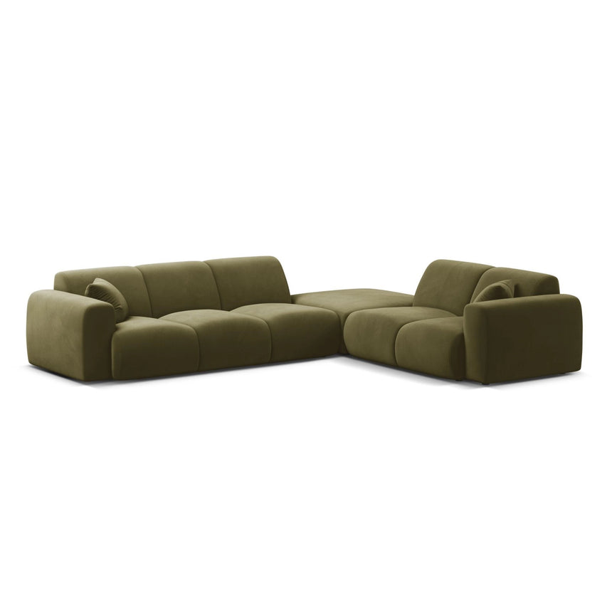 Molino 6-Sitzer Ecksofa, Linke Seite, aus Samt in Hellgrün (Casino Forest), 315x250 cm von Micadoni – Bild 1