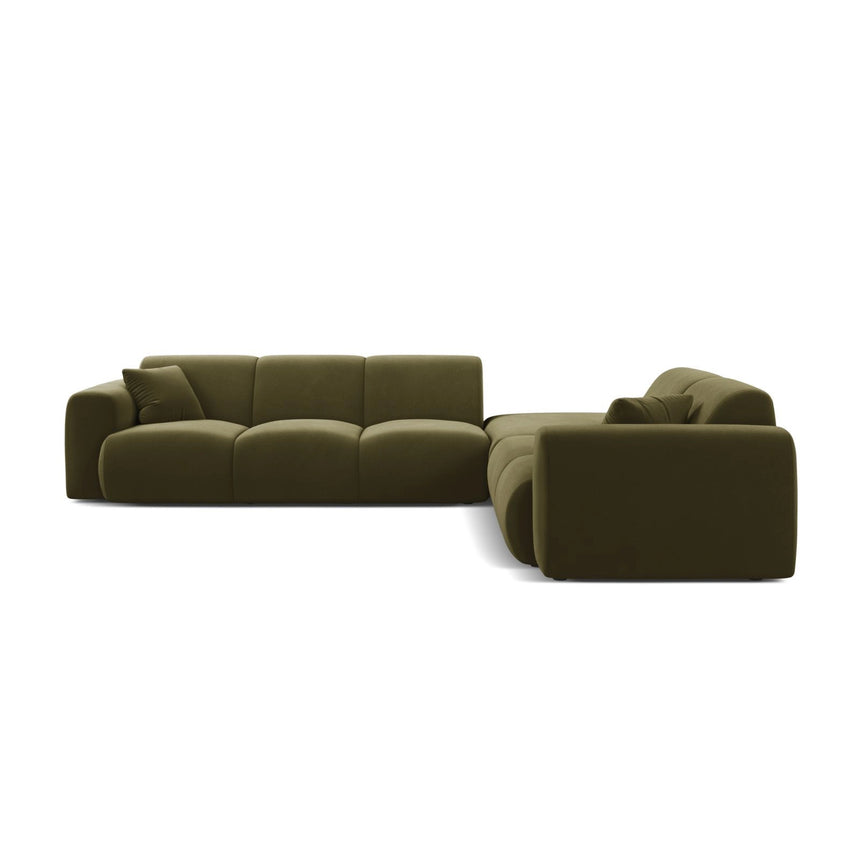 Molino 6-Sitzer Ecksofa, Linke Seite, aus Samt in Hellgrün (Casino Forest), 315x250 cm von Micadoni – Bild 3