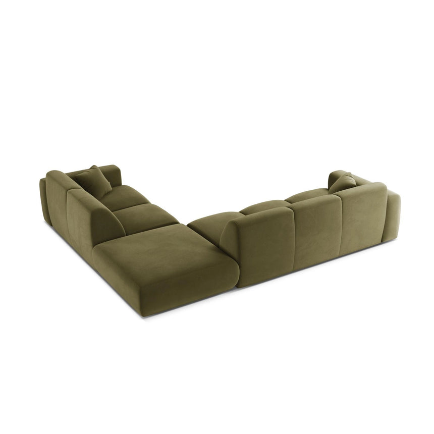 Molino 6-Sitzer Ecksofa, Linke Seite, aus Samt in Hellgrün (Casino Forest), 315x250 cm von Micadoni – Bild 4