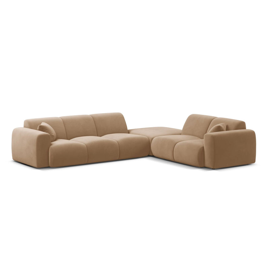 Molino 6-Sitzer Ecksofa, Linke Seite, aus Samt in Sand (Casino Lion), 315x250 cm von Micadoni – Bild 1