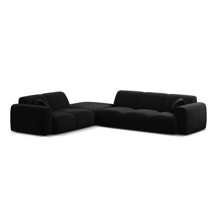 Molino 6-Sitzer Ecksofa, Linke Seite, aus Samt in Schwarz (Casino Black), 315x250 cm von Micadoni – Bild 1