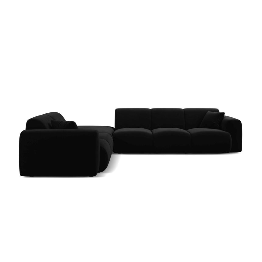 Molino 6-Sitzer Ecksofa, Linke Seite, aus Samt in Schwarz (Casino Black), 315x250 cm von Micadoni – Bild 3