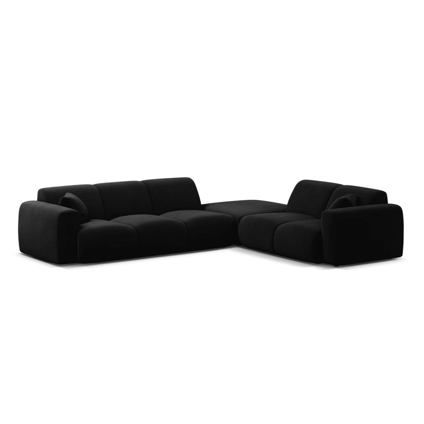 Molino 6-Sitzer Ecksofa, Linke Seite, aus Samt in Schwarz (Casino Black), 315x250 cm von Micadoni – Bild 1