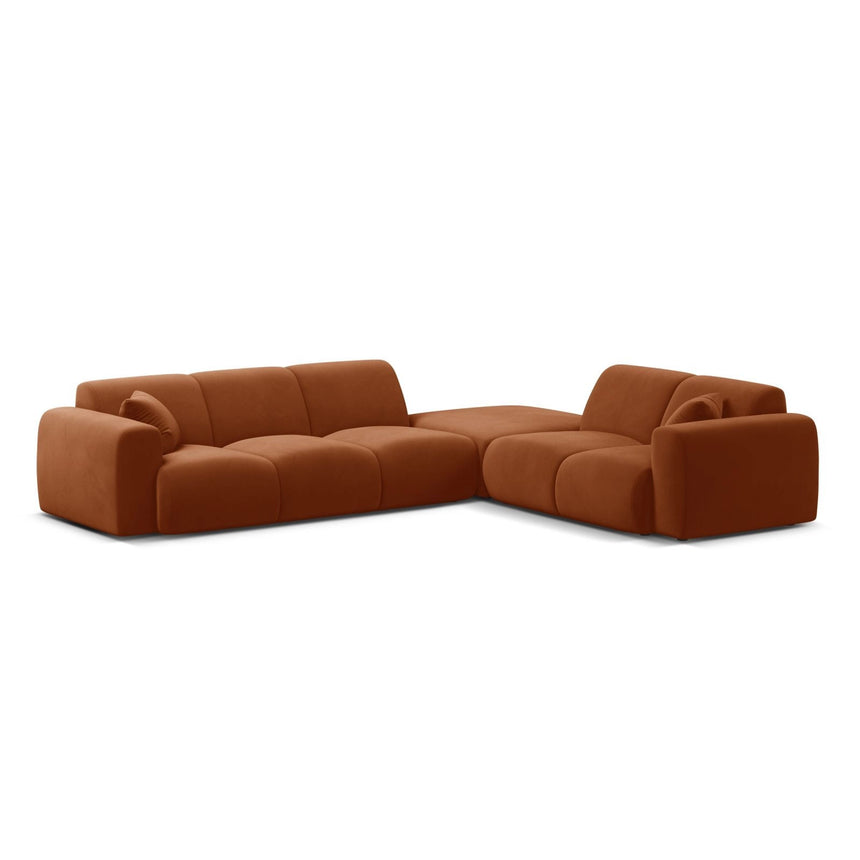 Molino 6-Sitzer Ecksofa, Linke Seite, aus Samt in Terrakotta (Casino Terracota), 315x250 cm von Micadoni – Bild 1