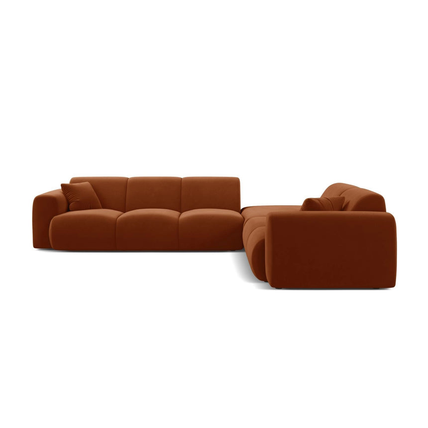 Molino 6-Sitzer Ecksofa, Linke Seite, aus Samt in Terrakotta (Casino Terracota), 315x250 cm von Micadoni – Bild 3