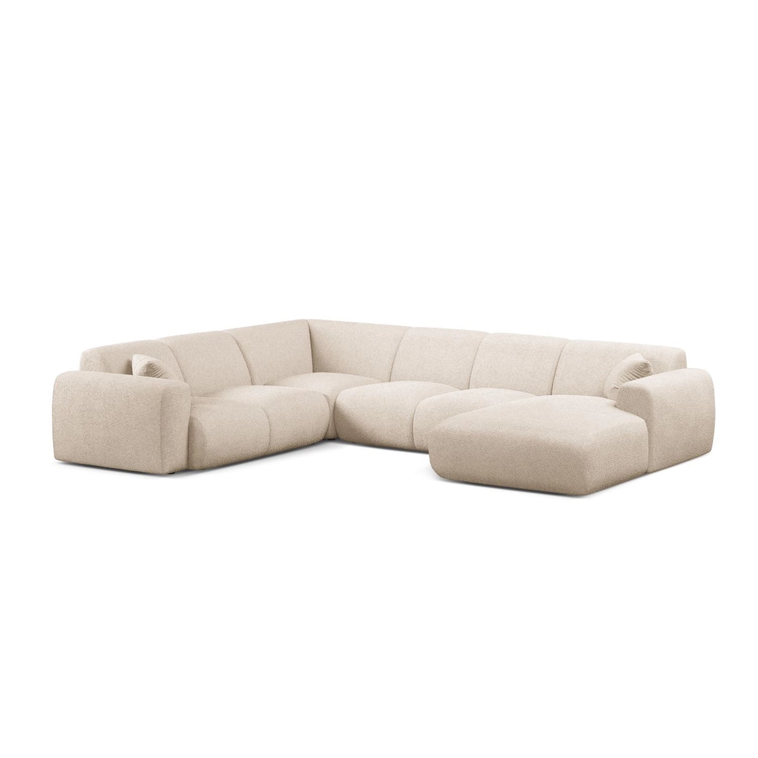 Molino Modulares 6-Sitzer Panoramasofa, Linke Seite, aus Boucle in Beige (Baloo 2074), 326x252 cm von Micadoni – Bild 1