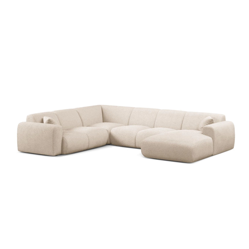 Molino Modulares 6-Sitzer Panoramasofa, Linke Seite, aus Boucle in Beige (Baloo 2074), 326x252 cm von Micadoni – Bild 1