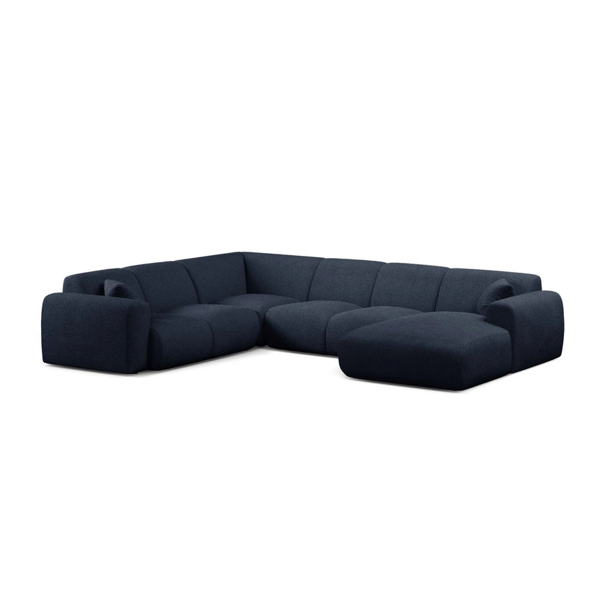Molino Modulares 6-Sitzer Panoramasofa, Linke Seite, aus Boucle in Dunkelblau (Baloo 2088), 326x252 cm von Micadoni – Bild 1