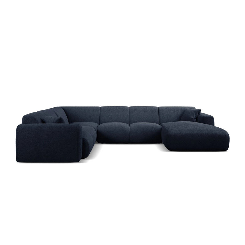 Molino Modulares 6-Sitzer Panoramasofa, Linke Seite, aus Boucle in Dunkelblau (Baloo 2088), 326x252 cm von Micadoni – Bild 2