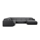 Molino Modulares 6-Sitzer Panoramasofa, Linke Seite, aus Boucle in Dunkelgrau (Baloo 2083), 326x252 cm von Micadoni – Bild 2