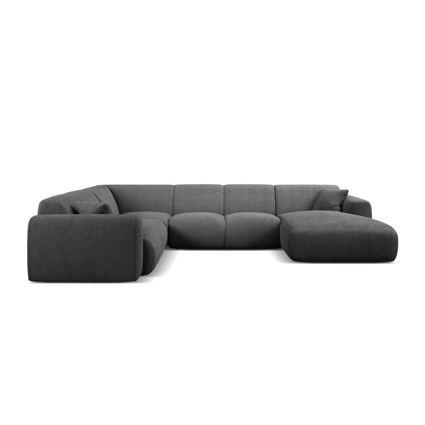 Molino Modulares 6-Sitzer Panoramasofa, Linke Seite, aus Boucle in Dunkelgrau (Baloo 2083), 326x252 cm von Micadoni – Bild 2