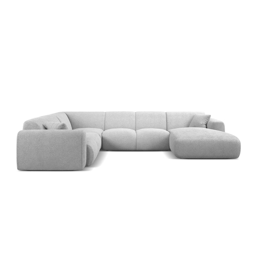 Molino Modulares 6-Sitzer Panoramasofa, Linke Seite, aus Boucle in Hellgrau (Baloo 2085), 326x252 cm von Micadoni – Bild 2